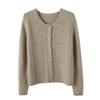 2023 Women's Pure Wool Round Neck Hollow Out Jacquard Knit Cardigan - 100% Cashmere, Loose Fit