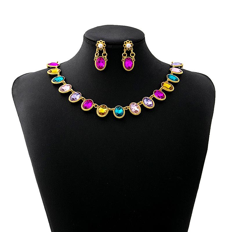 

Винтажные женские серьги в стиле барокко с кристаллами, ожерелье, серьги-чокеры, цепочка