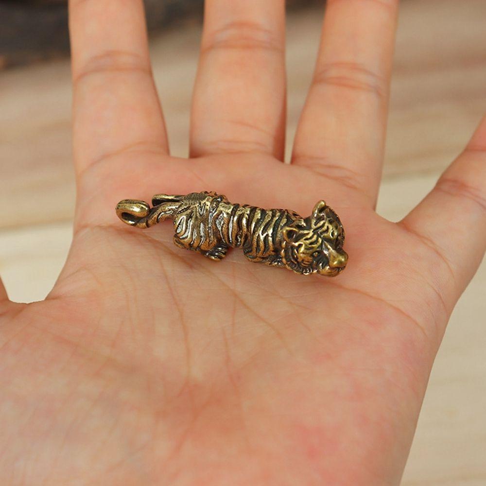 Metal Diy Animal Home Office Room Ornaments Casting Sculpture Pendant Tiger Figurine Keychains