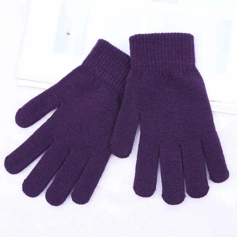 Plush Lining Ribbed Knitted Gloves Thicken Women Men Mittens Full Fingered Gloves  Cold Weather