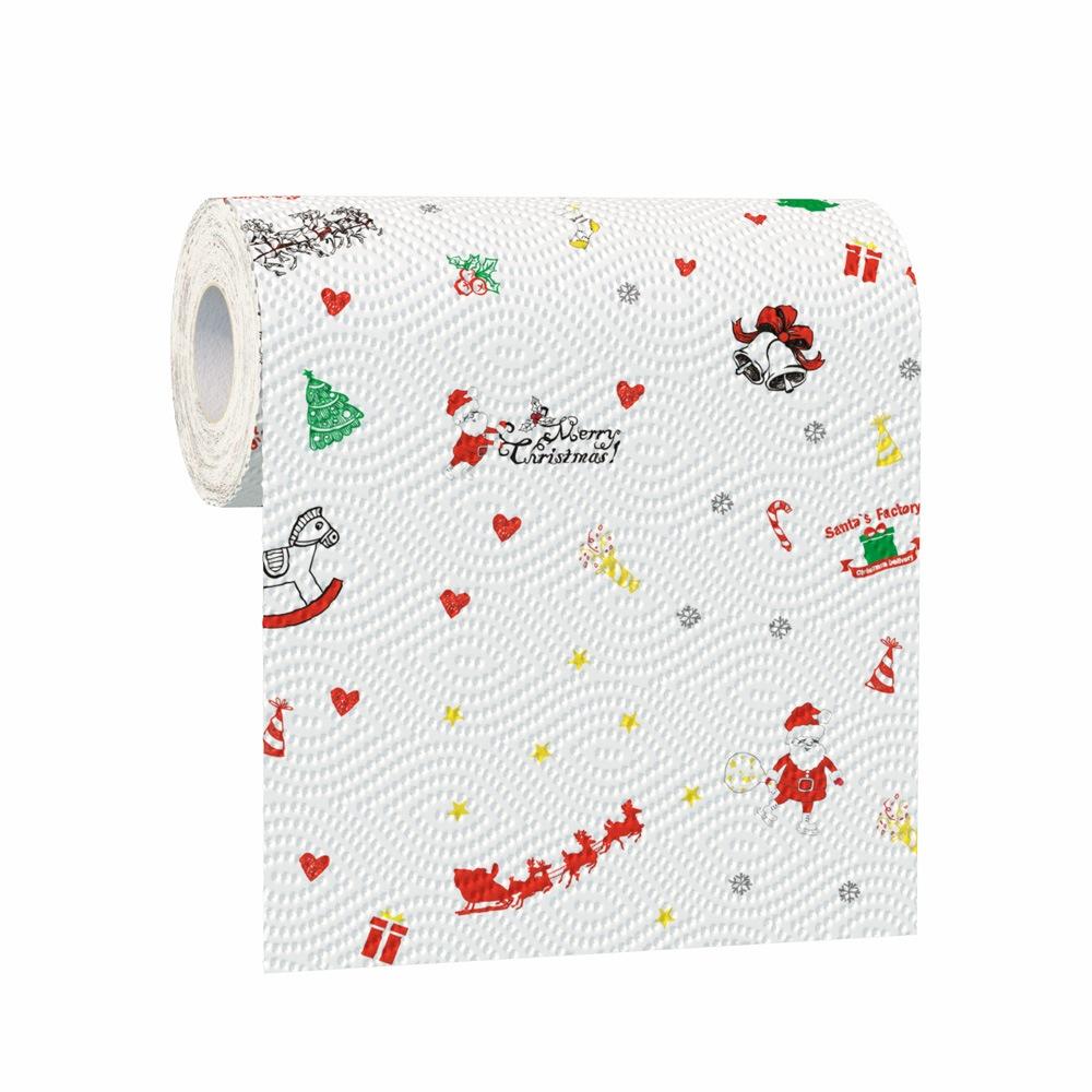 Christmas Kitchen Paper,Three-layer Thick Roll Paper,Disposable Kitchen Cleaning Cloth,Dry and Wet Dual-use Household Roll Paper