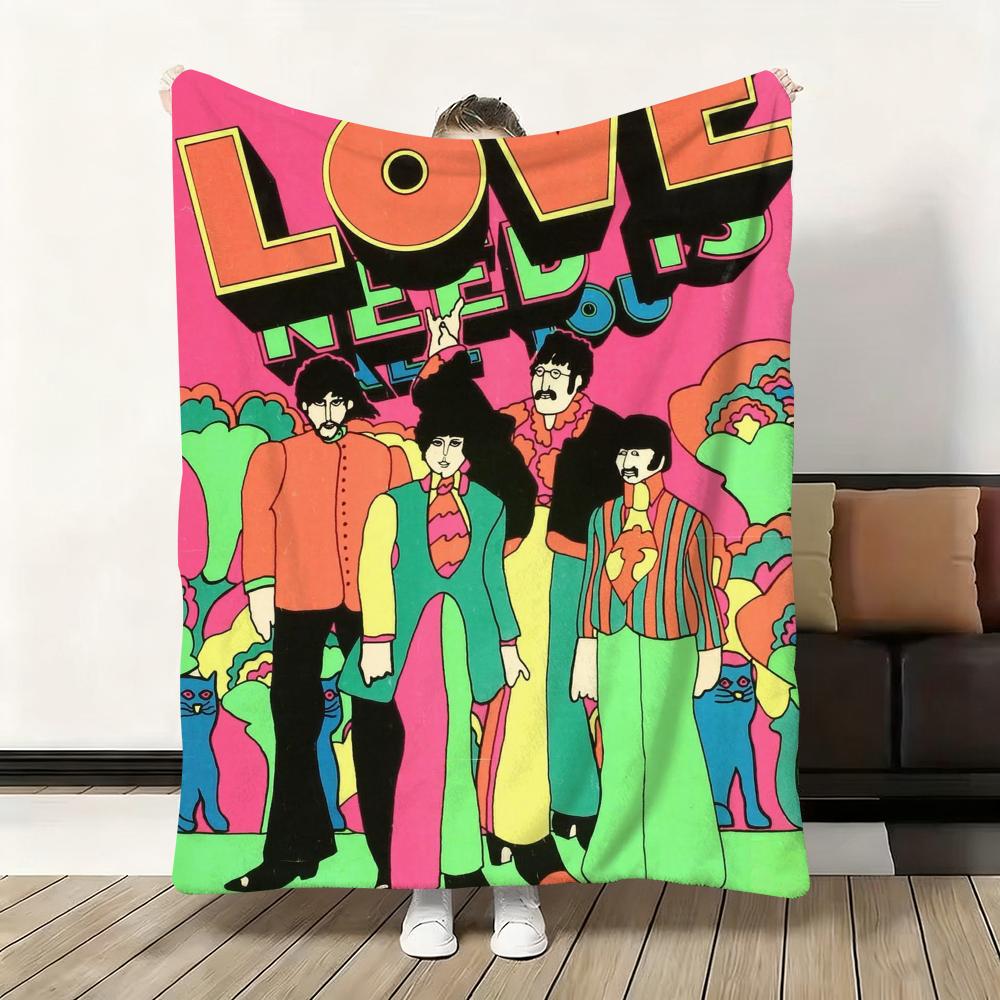 1pc Band The B-Beatles Cool Throw Flannel Fluffy Soft Blanket Warm Skin-Friendly Throw for Sofa Bed Office Nap Winter