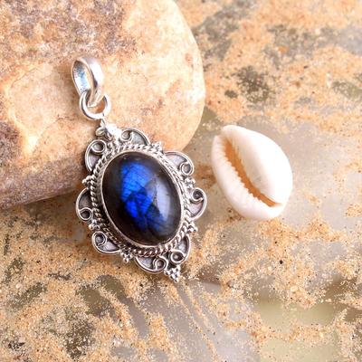 Reiki Pendant, Labradorite Rose Quartz Moonstone Pendant, 925 Sterling Silver Handmade Jewelry, Crystal Healing Pendant, Silver Jewelry