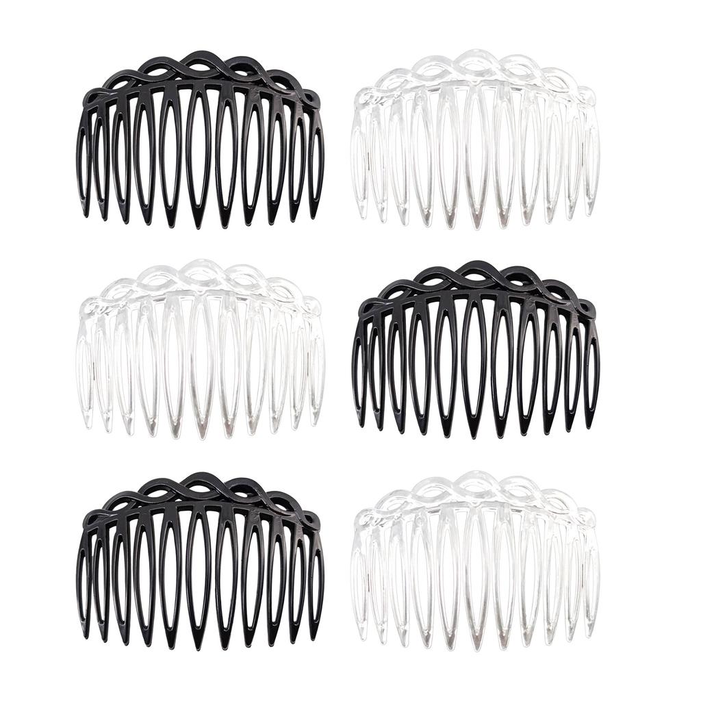 Elegant Hair Combs 6 Piece Plastic Resin Side Parting Hairpins Fashion Headdress For Daily or Formal Event