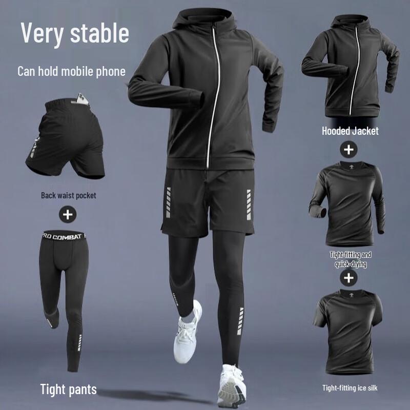 

WEZHO Men s Quick-Dry 5-Piece Sports & Fitness Set