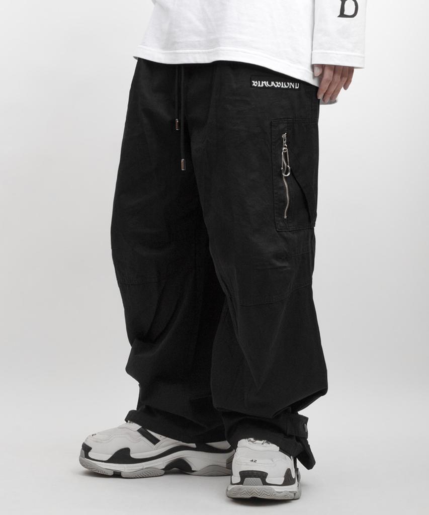 BLACKBLOND Vividi Hidden Guts Logo Wide Cargo Pants (Black)