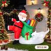 7FT/2.1M Inflatable Santa Claus Leaning on Gift Bag with White Dog, Outdoor Yard Decor