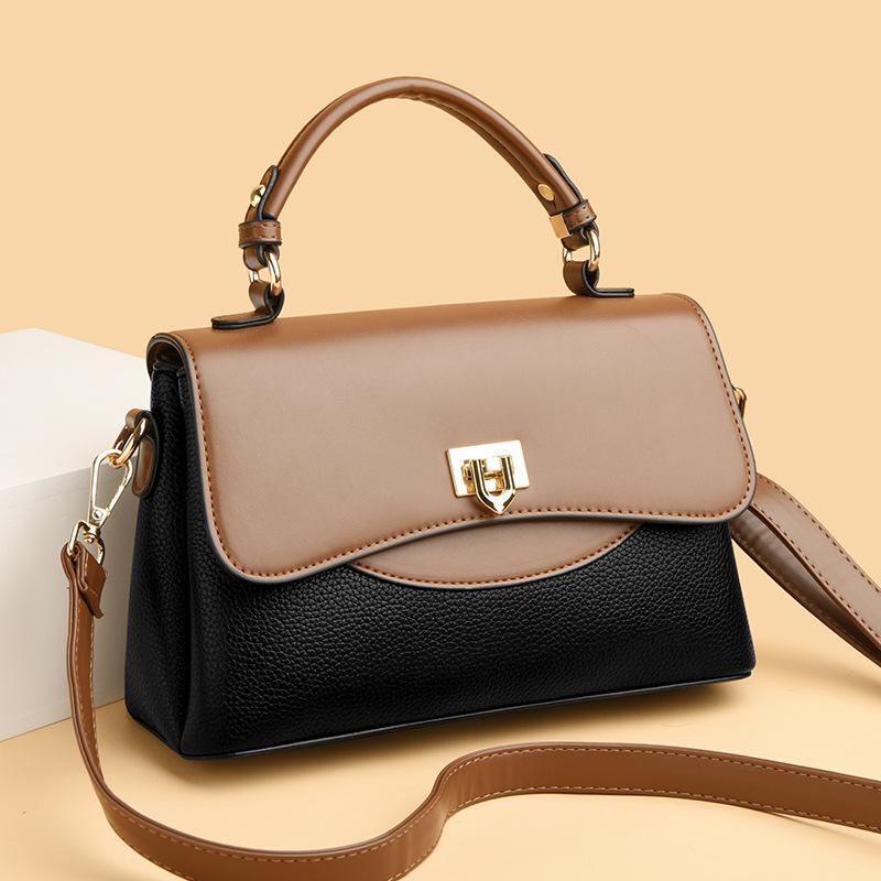 Splicing Texture Handbag 2025 Spring New Versatile Shoulder Messenger bagWomen's Small Square Bag Women