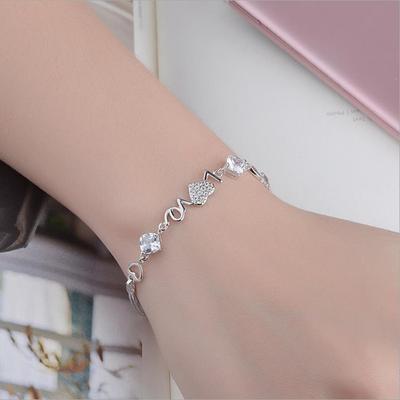 Charm Kristal Kalp Kadın Bilezikler Takı En Kaliteli Gümüş 925 Kız Halhal Kadınlar için Lady Noel Severler Hediye