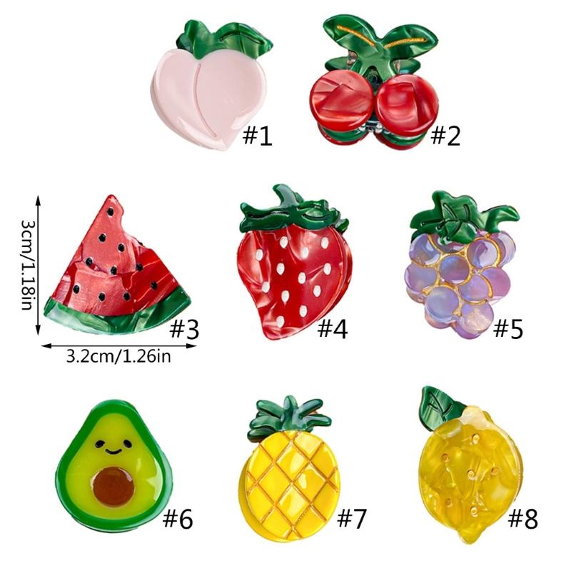 Internet Celebrity Taking Photo Side Bangs Hair Claw with Mini Fruit Shape Hair Catch for Woman Teens Braids Side Bangs