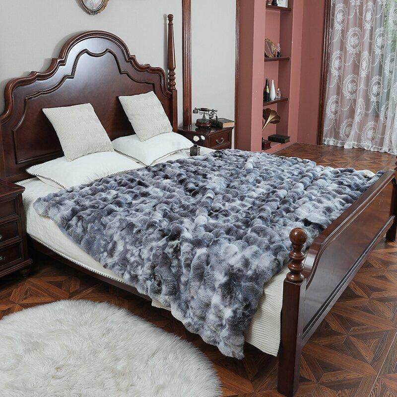 Thick and Warm Modern Blanket Autumn and Winter Bubble Velvet Rabbit Fur Blanket Plush Sofa Towel Pillow Cover Soft and Comfortable Bed Sheet