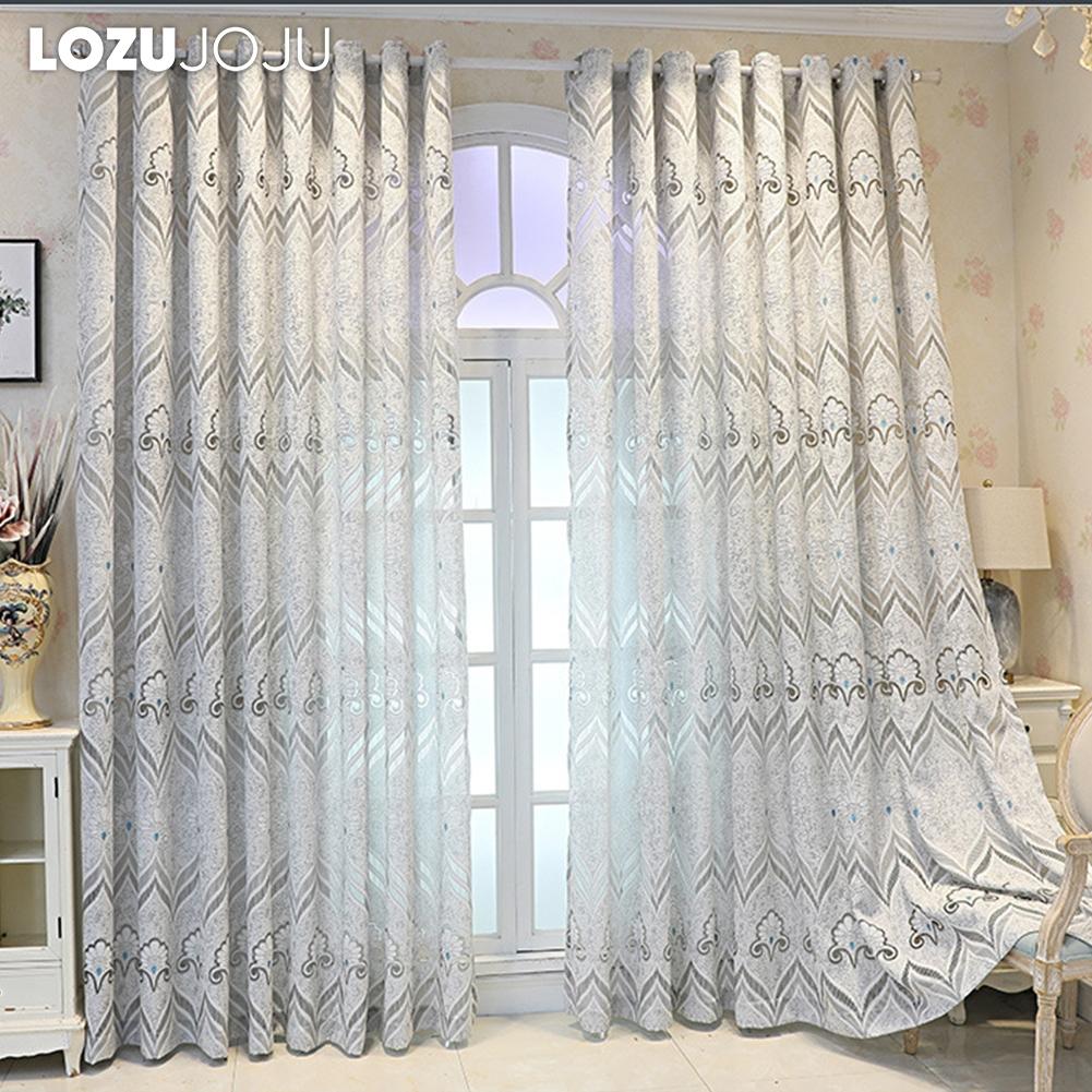1PC LOZOJOJU European Style Fashionable High-end Hollow Out Curtains, Polyester Fiber Jacquard Curtains for Living Room Bedroom Home Decor