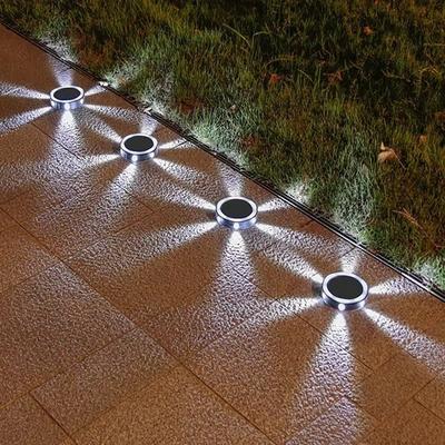 Solare Außenwandleuchte Wasserdicht rund Blütenblatt Garten Bodenmontierte Lampe mit 8 Modi für Terrasse Zaun Landschaftsbeleuchtung