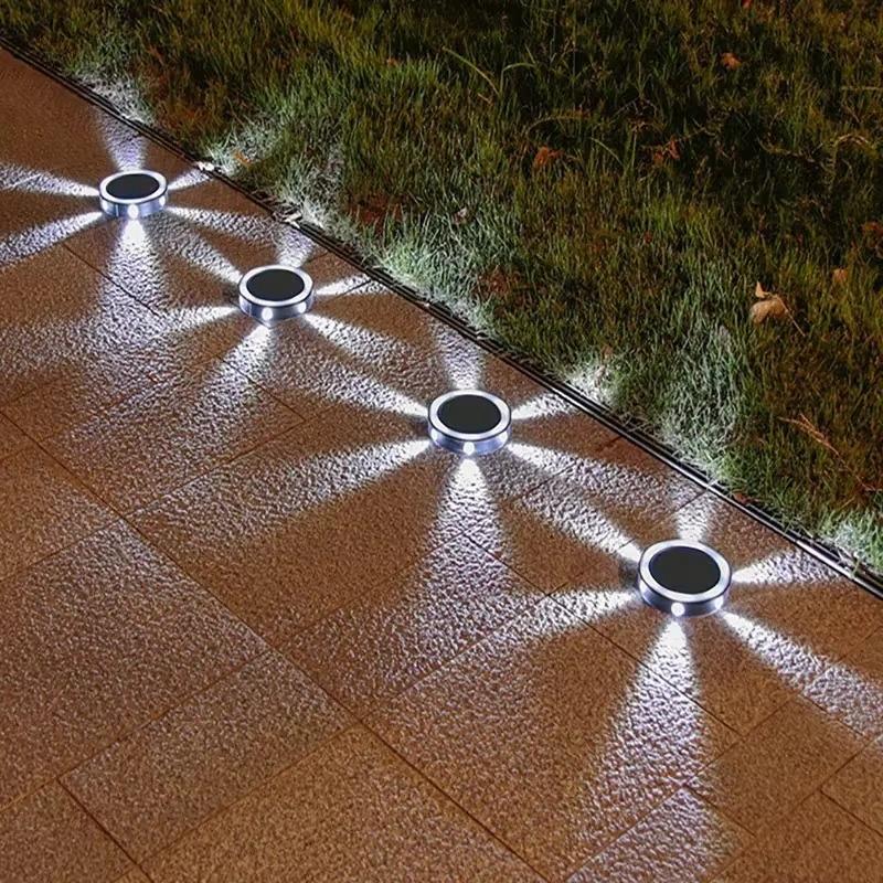 Outdoor Solar Wall Light Waterproof Round Petal Garden Ground-Mounted Lamp with 8 Modes for Deck Fence Landscape Lighting