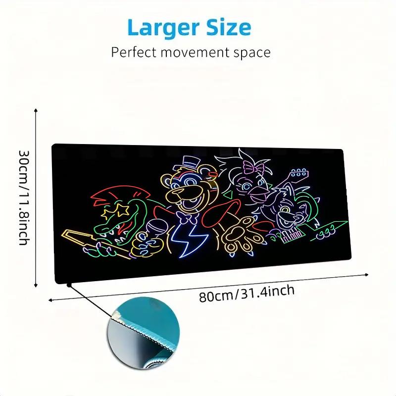 FNAF Farb-Mauspad Großes Gaming-Tischkissen Rutschfestes Laptop-Tablet Großes Mauspads XXL Matte Mini-PC Spielmatte Mit Verriegeltem Rand