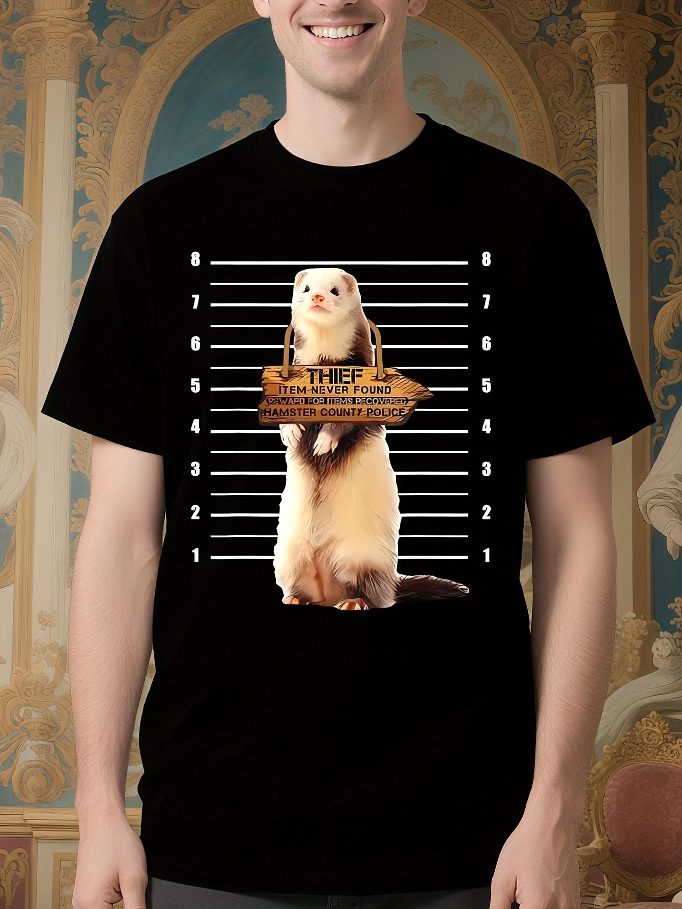 Funny Ferret Thief Mugshot Graphic Tshirt - Soft Cotton B... XL