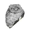 Silver Plated Crown Men's Ring - Retro European American Style with Full Diamonds for Christmas