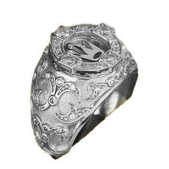 Silver Plated Crown Men's Ring - Retro European American Style with Full Diamonds for Christmas