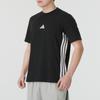 Adidas Essential Striped Crew Neck Logo Drop Shoulder Short Sleeve T-Shirt Men Tops Black White JY8564