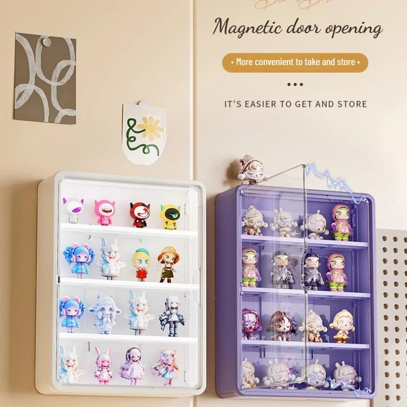 Wall-mounted doll magnetic doll display cabinet dust-proof doll hand box