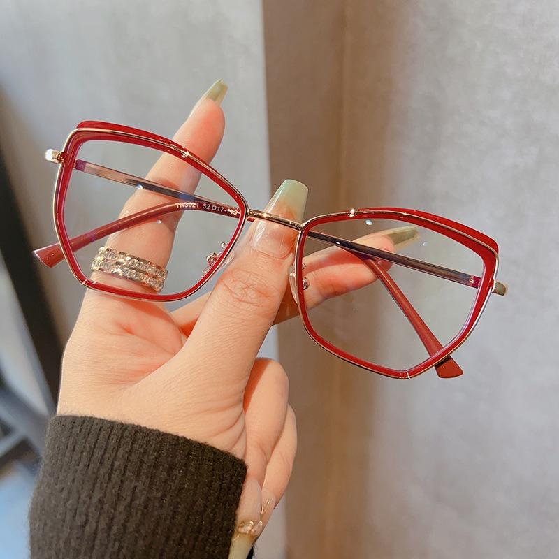 Anti-Blue Light Glasses For Women Cat Eye Eyewear Luxury Metal Frame Optical Spectacle Eyeglasses Female Glasses