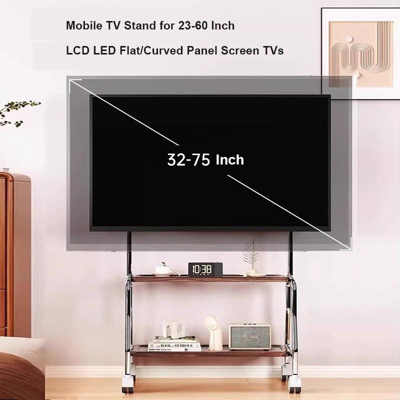 Rollbarer Boden-TV-Ständer für 32-75 Zoll LCD LED Flachbild-/Curved-Panel-Fernseher TV-Wagen Hält bis zu 110 Pfund Max VESA 600x400mm