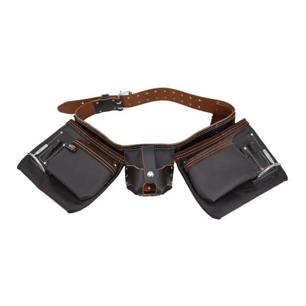 AW Tools Werkzeuggürtel aus Narbenleder mit mehreren Taschen