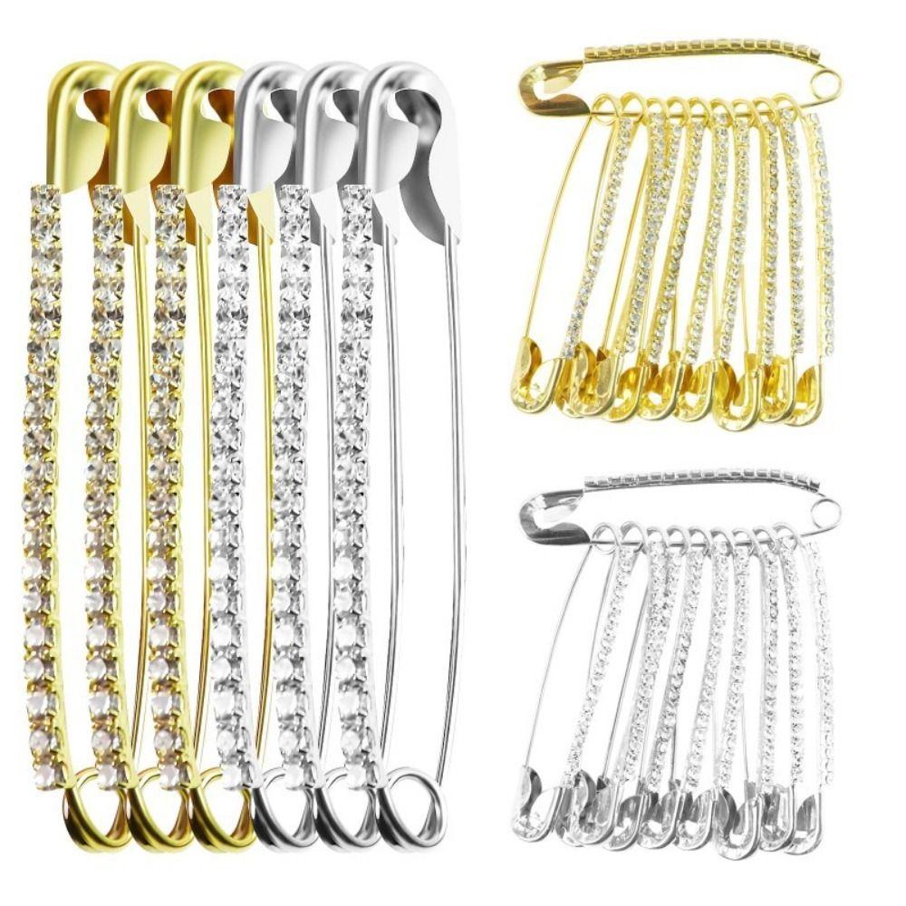 Korean Style Rhinestone Safety Pins Gold/Sliver Skirt Dresses Pins Pants Safety Pin  Decoration