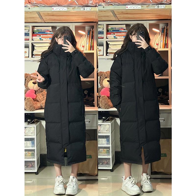 2024 Women's Mid-Length Over-the-Knee Cotton Jacket for Students - Thickened Winter Coat for Art Exams
