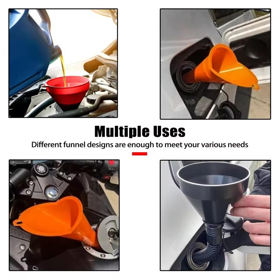 3pcs Funnels Automotive Coolant Funnel Kit Oversized Large Workshop Accessories Car Plastic Tools Oil Fuel Engine Change Filling