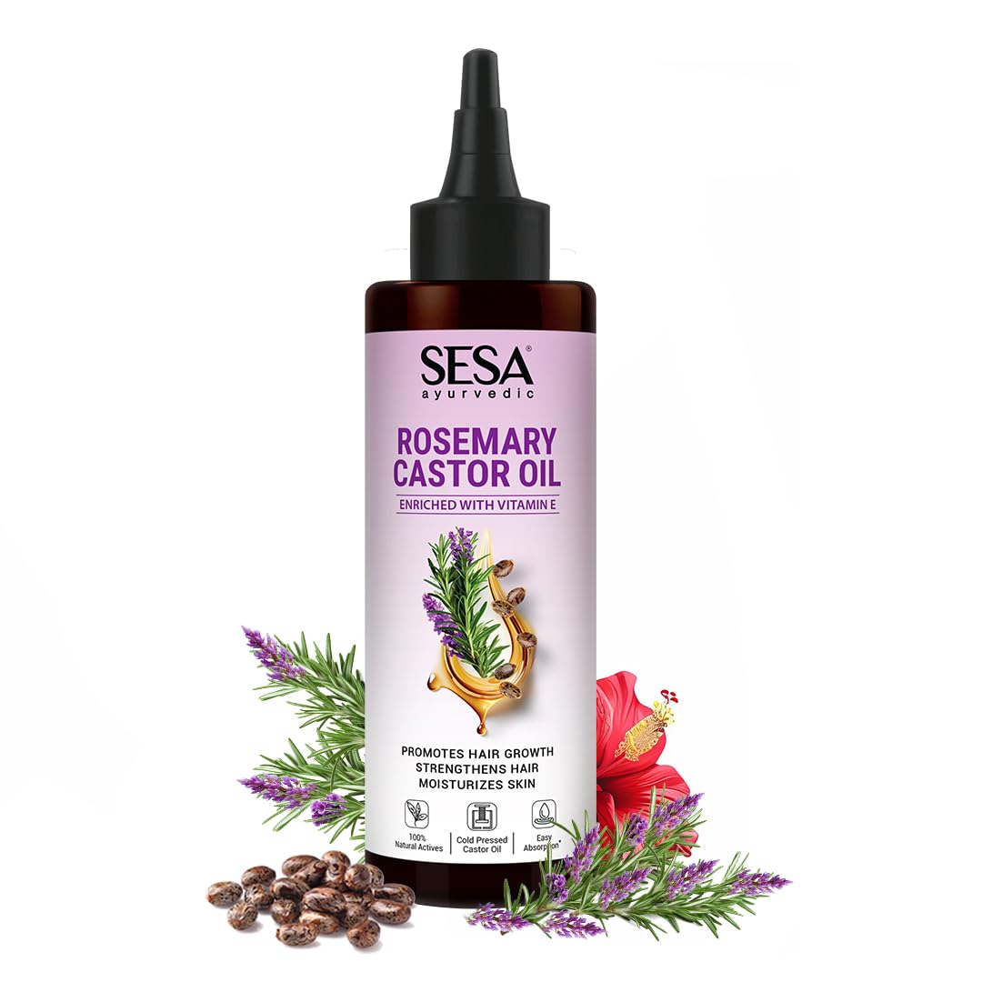 

Sesa Rosemary Hair Oil For Hair Growth & Fall Control With Castor Sesame Hibiscus – Deep Conditioning 200ml Pack – Smooth Frizz-Free Hair