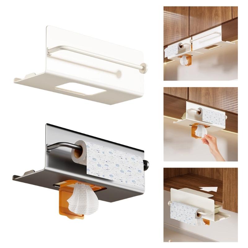 Rustproof Carbon Steel Kitchen Towel Rack With Strong Adhesive Backing Wall Mount Space Saving