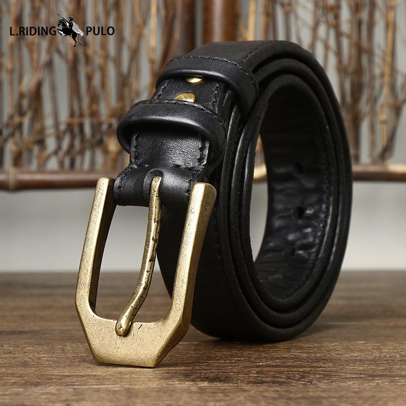 Double-sided Genuine Leather Belt Men's Genuine Leather Pin Buckle Simple Versatile Casual Belt Men's