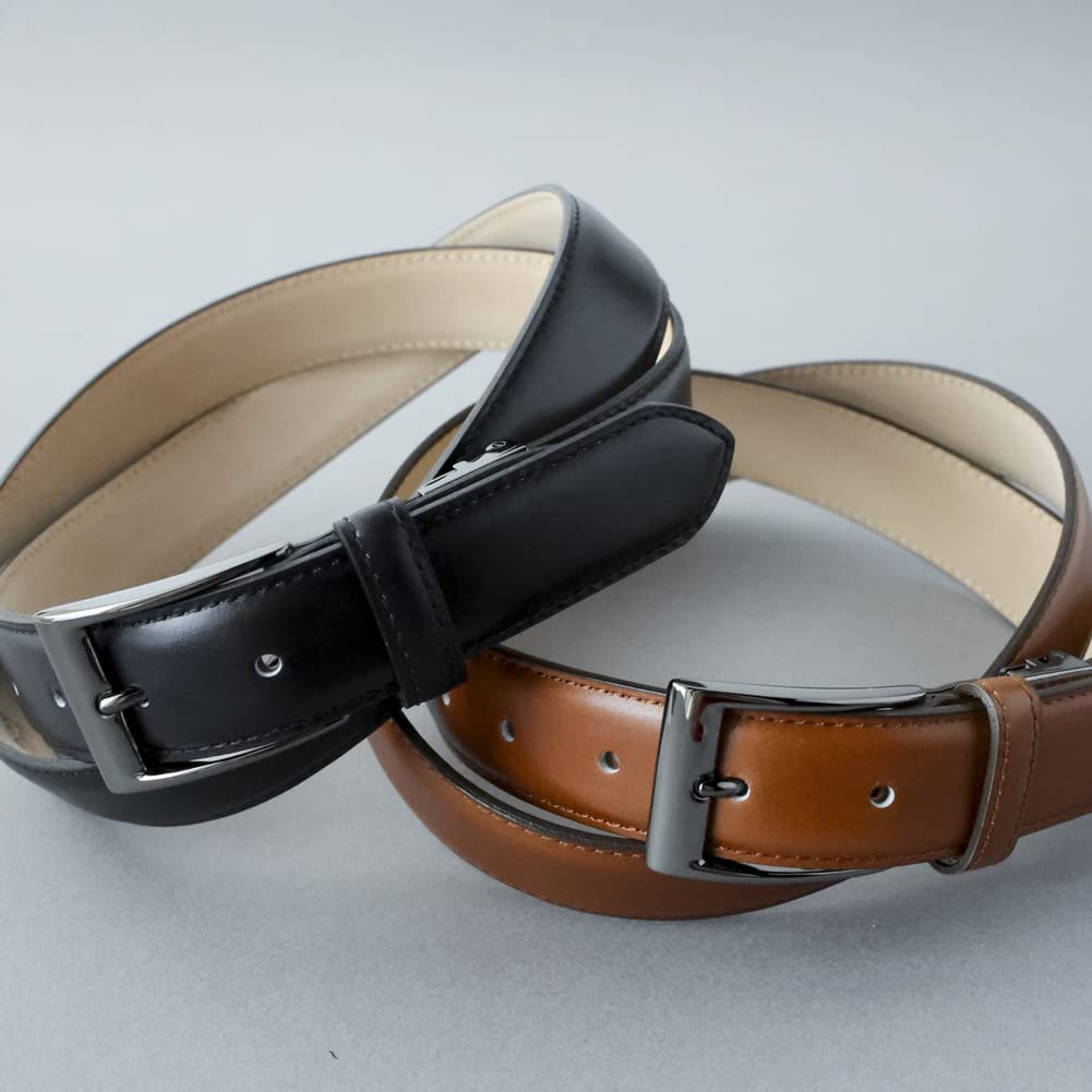[Vincent Crafted] Nagasawa Belt Industry, Made in Japan, French Annonay Box Calf Leather Belt, Genuine Leather, 30mm Wide, Men's Business Belt, Dark