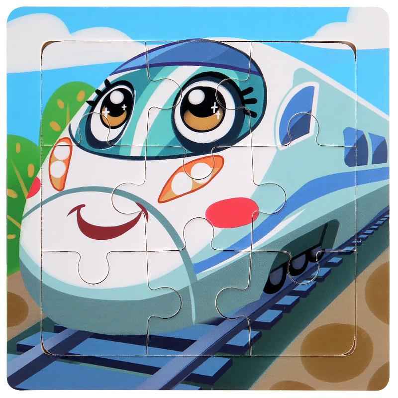 

11cm Children Wooden Jigsaw Puzzle Games Cartoon Animal Vehicle Pattern Wooden 3d Puzzle Montessori Educational Toys світло-сірого кольору