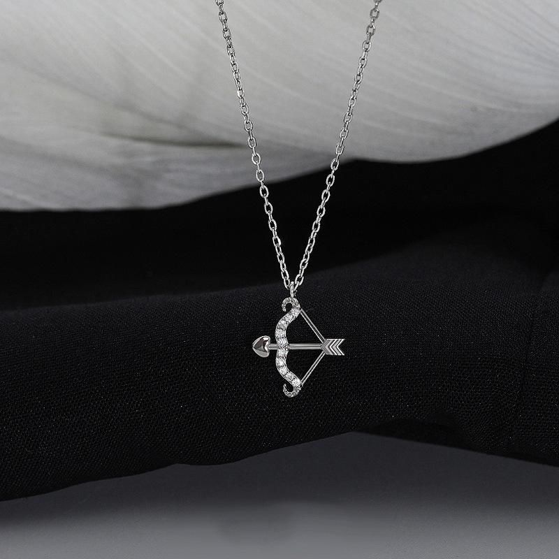 Cold Wind Eros Love Cupid'S Arrow Flash Diamond Collarbone Chain Pendant Temperament Light Luxury Bow And Arrow Necklace Tide
