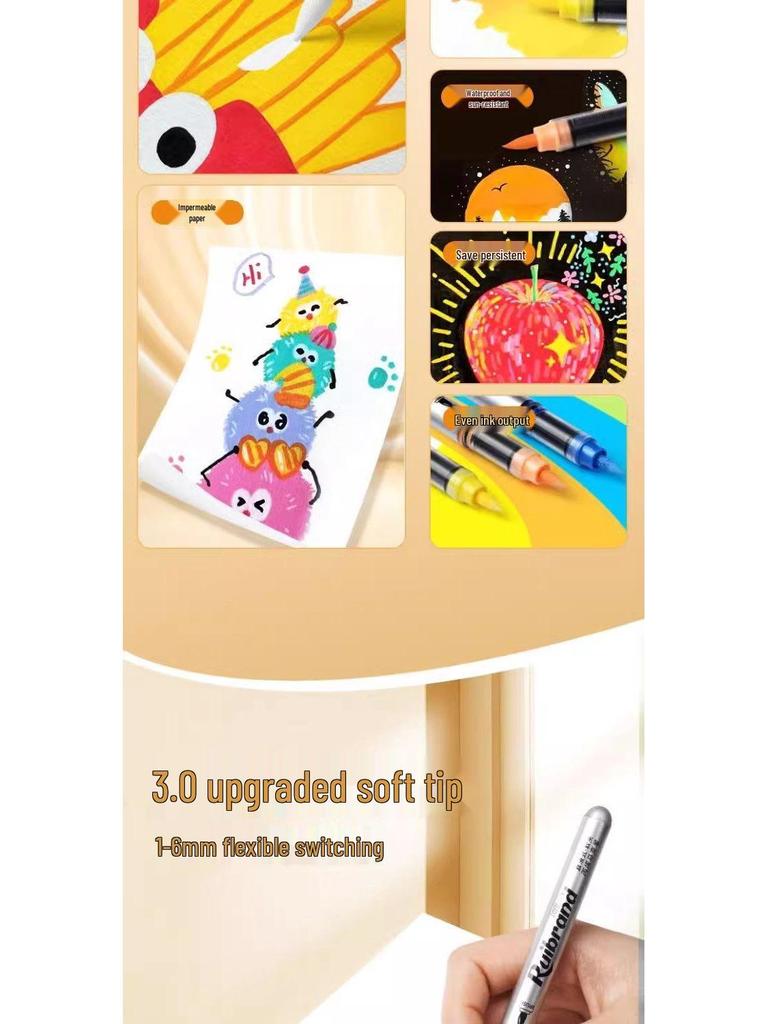 Translucent Soft Tip Acrylic Marker for Layering, DIY Art, Children's Graffiti, and Elementary School Drawing.