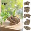 Durable Resin Succulent Pots Tree Stump Flowerpot for Succulents Small Plants, Imitation Wood Grain Planter Natural Style Plant Indoor Home