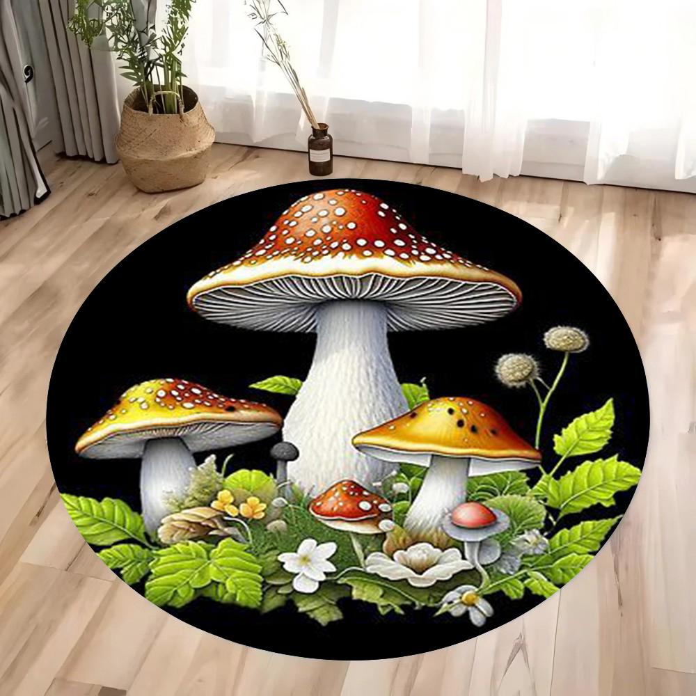 Enchanted Mushroom Kingdom Rug Colorful Round Forest Floor Mat Living Room Decor Bedroom Carpet Inspired By The Magical Forest