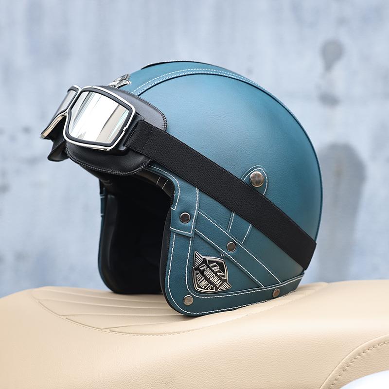 All Season 3/4 Half Face Motorcycle Helmet Unisex Retro Style DOT Approved Solid ABS Shell Adjustable Motorbike Safety Helmet