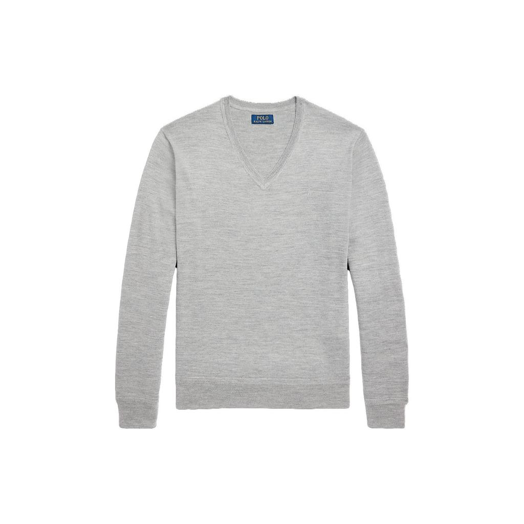 Polo Ralph Lauren SS23 Solid Loose V-Neck Long Sleeve Sweater Men Sweater Gray MNPOSWE16821117-020