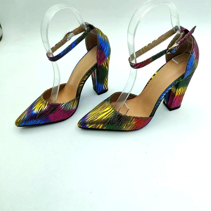 Fashion FHC 2025 New High Heels,Women Pumps,Night Club Lady Shoes,Side Shallow Out,Ankle Buckle Strap,Pointed Toe,Colorful,Dropship