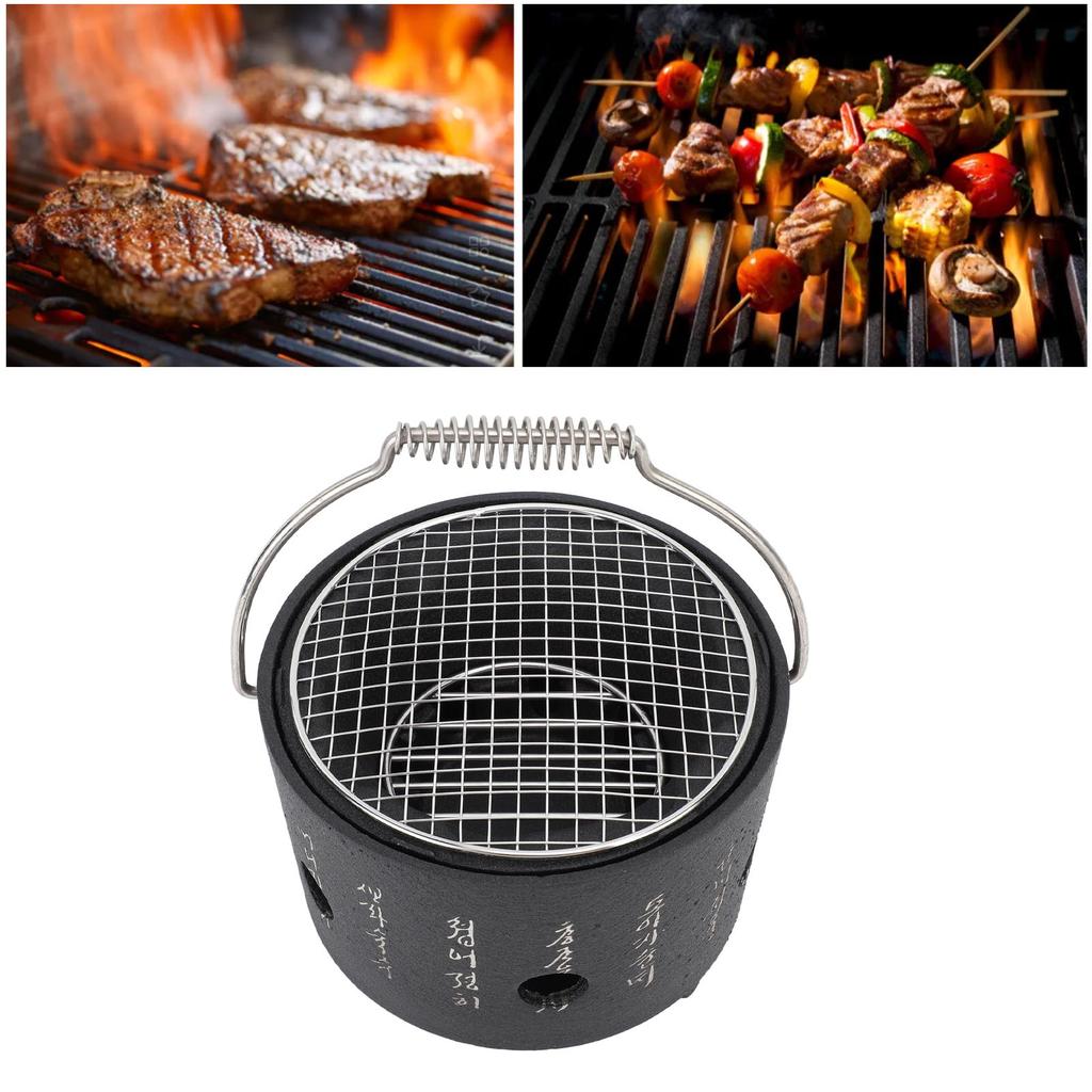 BBQ Stove Aluminum Stainless Steel Multifunctional with Portable Handle Food Charcoal Stove for Tea Making Camping