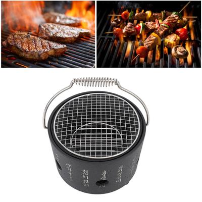 BBQ Stove Aluminum Stainless Steel Multifunctional with Portable Handle Food Charcoal Stove for Tea Making Camping