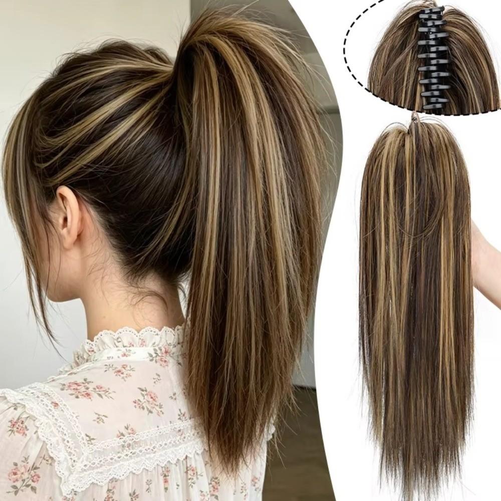 Ciocche per coda di cavallo in fibra sintetica con clip, mezza acconciatura, nuova extension per capelli per donna