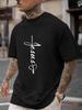 Unisex Jesus Cross Cursive Letter Graphic Crew Neck Short Sleeve Oversized Loose Casual Summer Streetwear Daily Basic Comfort Tee
