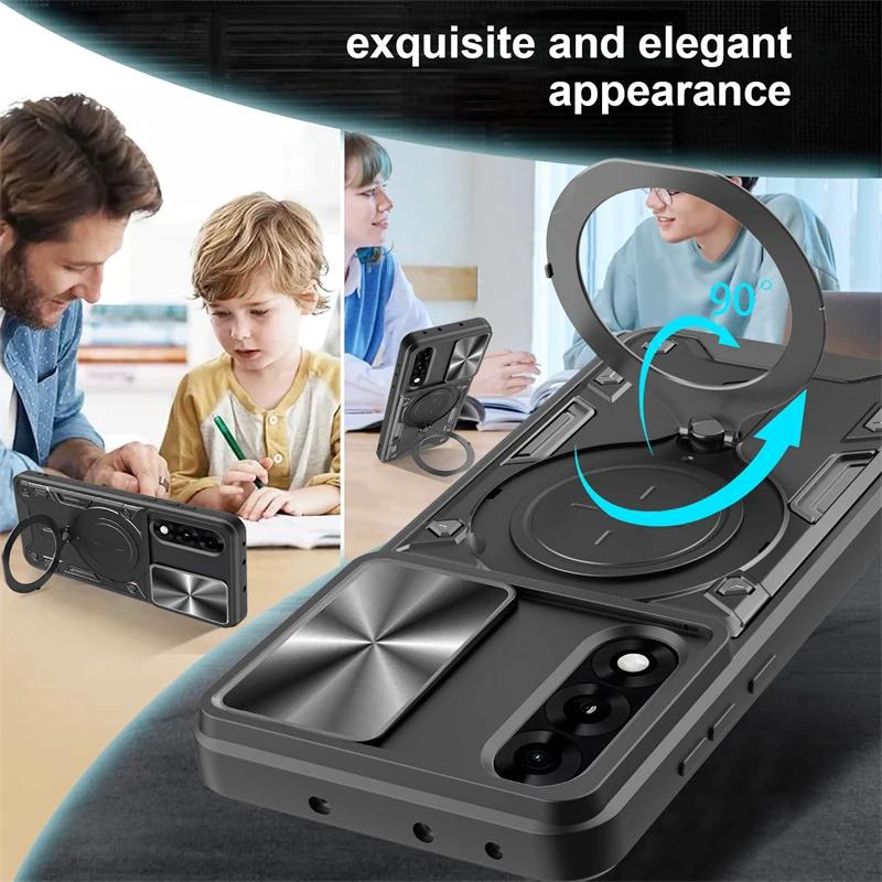 Armor Schutz Schiebeobjektiv Handyhülle Für OnePlus Nord 5 5G Hülle Auto Magnetische Halterung Ringständer für One Plus 1+ Nord5 5G Funda