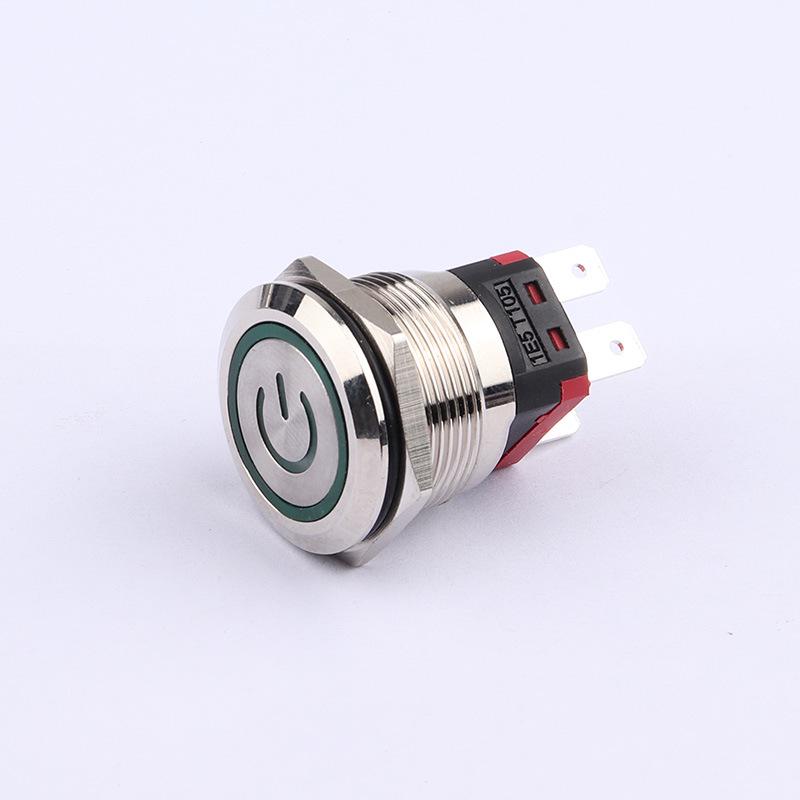 22mm High Current 15A/20A Metal Button Switch with LED Light, 2NO Function