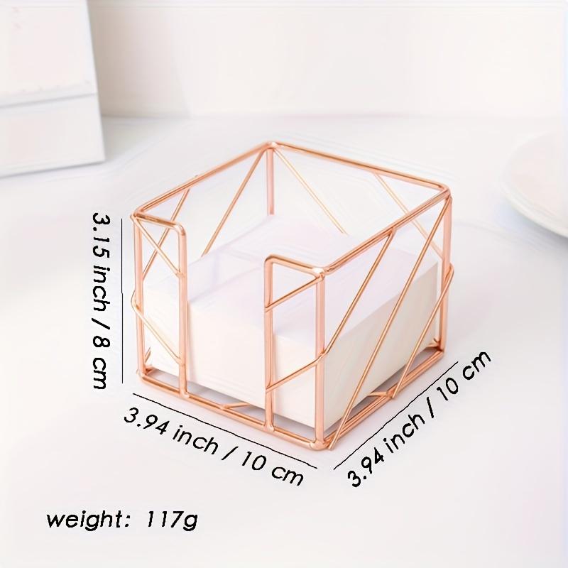 1Pc Hollowed-out Ironwork Rose Gold Note Box Metal Hard and Not Easy To Damage Desktop Office Storage Box