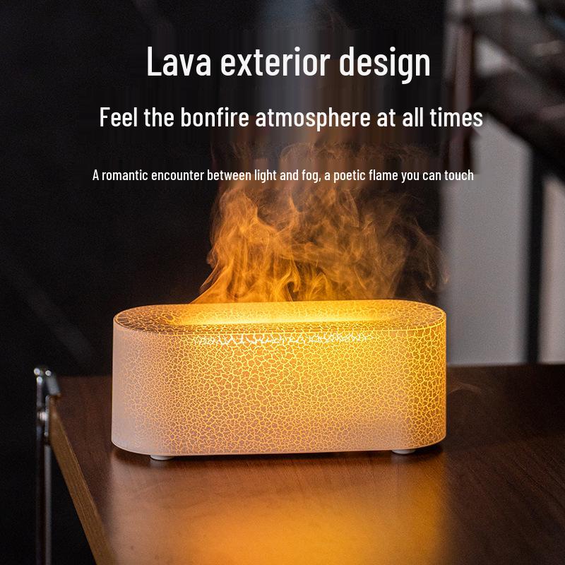 Seven-Color Simulated Flame USB Aroma Diffuser for Home and Office USB Powered (Multilingual Manual)